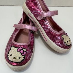 Hello Kitty Girls Size 9 Pink Glitter Velcro Shoes